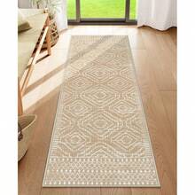 Alfombra lavable de cocina de 2 x 6 pulgadas, corredores marroques para pasillo, antideslizante, bohemia, suave, alfombra geometrica para lavandera, entrada, recmara Kakhi, 2 x 6 pies