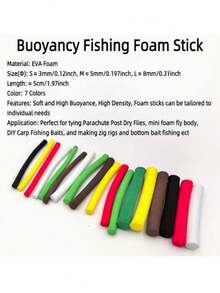 12pcs S M L Buoyancy Fishing Foam Rods, Foam Cylinder Rods, Carp Fishing Bait Pop-Up Device Foam Rods, Foam Sleeves, Zig Carp Fishing Tackle, Parachute Pole, Dry Fly Fishing Weaving Materials, Fishing Foam Rod Accessories - Multicolor - View 5