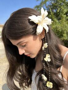 1 chiếc kẹp tóc tua rua hoa màu be lãng mạn, thanh lịch, phụ kiện tóc ngọt ngào dễ thương dành cho nữ, kẹp tóc, kẹp càng cua. - Nhiều màu - Xem 6