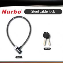 NURBO 1pc Bicycle Steel Cable Lock, Long Straight Steel Cable Lock, Anti-Theft With 2 Keys, Reinforced Bicycle Security Accessory, Motorcycle Accessory, Suitable For Bicycle, Motorcycle, Electric Bike, Scooter, Easy To Use - Black - View 3