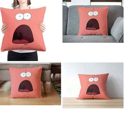 Cojin Almohada | Patricio Boca Abierta Diseo Unico | con Relleno Decorativo Poliester Suave Hogar | Listo para Usar Diseo Artistico Durable | Bob Esponja (con Relleno 45x45cm)