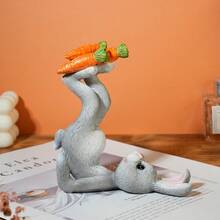 Rabbit Foot Stepping On Carrot Sculpture - Easter Decorative Resin Figurine, Ideal For Home And Garden Holiday Decor, Perfect For Rabbits - Multicolor - View 2