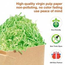Shredded Paper For Gift Baskets, Crinkle Paper Filler 1/2LB (8 Oz) For Easter Basket Grass, Crinkle Cut Paper Shred For Birthdays, Weddings,Boxes Bags, Anniverss, Gift Wrapping,Lightgreen - 淺綠色 - 查看 3