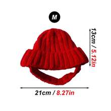 1顶防滑弹力保暖针织宠物帽，防风柔软宠物耳罩头带，适合猫、狗、兔子等宠物在秋冬季节佩戴，是新年、圣诞节的理想之选。 - 彩色 - 查看 16