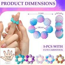 5/10pcs Finger Massage Rings, Relieve Anxiety And Stress - Stress-Relieving Bead Sensory Rings, Elastic Skin-Scratching Finger Toys, Suitable For Anxiety And Skin-Picking Disorders, Soothing Fingertip Massagers, Aid Office Focus. Stress-Relief Toys, Teen Stress-Relief Toys, Party Favors, Holiday Gifts. - Multicolor - View 6