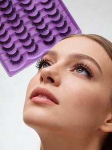 20 Pairs Of 3D Mink Fur Natural False Eyelashes, Available In 1/2box Packaging. They Are Dense And Curled, Perfect For Creating A Natural Makeup Look. Ideal For Daily Dates, These Realistic And Reusable Eyelashes Are Great For Eyelash Extensions, Makeup Tools, And For Little Fairies. - Black - View 9