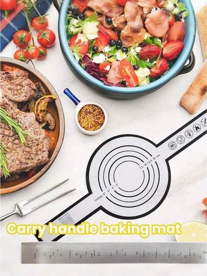 Silicone Bread Mat For Dutch Oven, 1PC Bread Sling, Silicone Baking Mat With Long Handles, Non-Stick Bread Baking Sling Oven Liners For Bottom Of Oven,Round Silicone Mat Sheet Liner