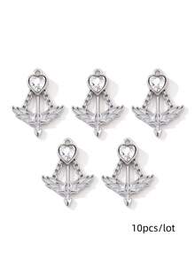 10/20件套水钻装饰月亮、心形、蝴蝶结、星星形状配件，Y2K风格DIY串珠手链和项链