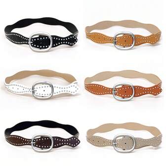 1件装女士时尚铆钉腰带，休闲日常百搭服饰配饰