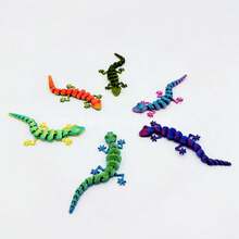 Random Color 6/12/24pcs Flexible Joint Mini 3D Printed Gecko Desktop Decoration, Colorful Animal Model, Random Gradient Small Gecko, Suitable For Collection, Party Decor, Party Favors, Valentine's Day Gift - Multicolor - View 6