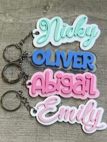 Personalized Acrylic Name Keychain Custom Name Tag For Backpack Diaper Bag Lunch Box Accessories - Personalized Retro Name Acrylic Keychain - View 3