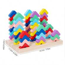 Wooden Rainbow Stacker Educational Toys Learning Toy Kids Block Nesting Puzzle Toys Montessori Stacking Game Building - Multicolor - View 12