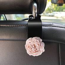 1 Set Ganchos para respaldo de asiento de coche con diseño de camelias en rosa + gris - Accesorios multifuncionales para el interior del coche, adecuados para todos los modelos, 2 piezas/Set, regalo perfecto para amantes, familia y amigos en Navidad y Día de San Valentín - Gancho para flores de peonía - Ver 7