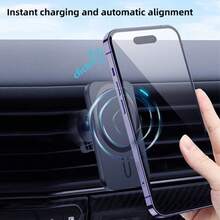 15W升级版磁吸无线车载充电器支架 - 兼容 17/16/15-11 Pro Max/Mini及所有支持Qi无线充电的手机，支持USB-C快充，360°旋转支架