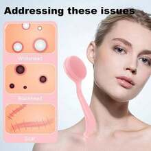 1pc/2pcs Silicone Facial Cleansing Brush, Manual Silicone Exfoliating Brush, Reusable, Removes Makeup Residue And Blackheads, Face Massage - Multicolor - View 7