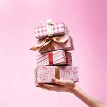 5 Pcs Pink Wrapping Paper, 42*28.5cm Cute Ribbon Bow, Pink Plaid, Stripes And Leaves Design For Girl Baby Shower, Birthday, Wedding, Folded Flat Gift Wrap(Ribbon Bow, Pink Plaid, Stripes And Leaves Available) - Multicolor - View 7