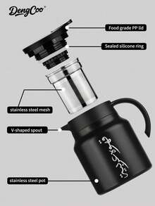 Dengcoo 1个咖啡壶，保温咖啡壶，不锈钢内胆，阿拉伯咖啡 - Pot - 查看 3