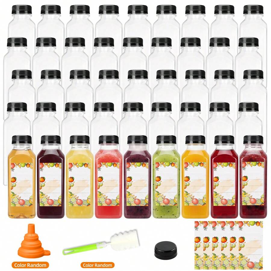 Tomnk 36/72pcs 12/16oz Juice Bottles, Plastic Bottles With Lids, Reusable Clear Containers For Juice, Smoothies, Cola, Water And Other Beverages, Party Storage - 無色 - 查看 1