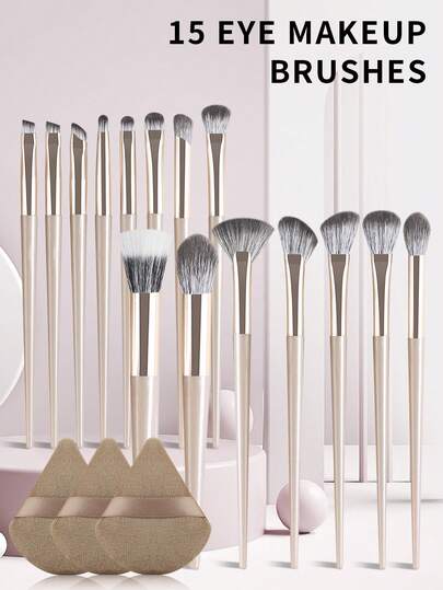 Set de 8/10/15 piezas de brochas de maquillaje, incluye brochas para sombras de ojos, contorno y cejas - Herramientas cosméticas suaves y amigables con la piel, kit de maquillaje portátil para viajes, brocha para cejas, brocha para sombras de ojos, cepillo tipo spoolie, cepillo spoolie