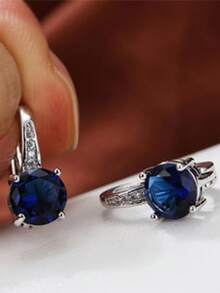 1 par de pendientes minimalistas con colgante de circonita, pendientes de aro clásicos para mujeres - pendientes - Ver 2