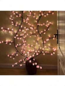 1pc 96 LED Cherry Blossom Tree Branch Lights For Wall,Cherry Blossom Lights With Remote,Timer,8 Lighting Modes,Flexible Willow Vine Twig Fairy Light,Floral Wall Decor For Bedroom Home,Halloween Christmas New Year Seasons Decor US Christmas Decorations Home Christmas Gifts Christmas Decor - Hồng - Xem 6