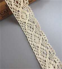 5 Yard Cotton Crochet Lace Edge Trim Ribbon 1-1_2" Width Ivory Cream Trimmings Fabric Embroidered Applique Sewing Craft Wedding Bridal Dress Embellishment Party Clothes Embroidery Hat DIY Decoration - 白色 - 查看 4