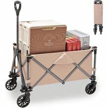 CYPNCarrito Plegable con Ruedas Carrito Plegable para Exteriores Portátil Capacidad de Carga hasta 100 kg Plegado Fácil por Mujeres Adultas Transporte de Mercancías Niños y Mascotas - CaquiFashion - 222547405 - Ver 8