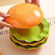 1 Set Hamburger Bowl Shaped Plate & Condiment Dish, Multi-Functional Creative Tableware, Cute Gift For Women - Multicolor - View 8