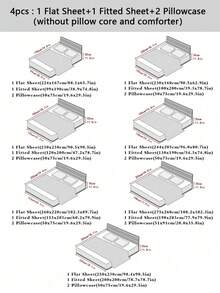 4pcs Floral Pattern Bedding Set, Includes 1 Fitted Sheet, 1 Flat Sheet And 2 Pillowcases, Protects Mattress (Pillow Insert Not Included). Luxury Fitted Sheet Set, Available In Sizes: Super King, King, Queen, Twin. Soft And Comfortable, Suitable For Bedroom, Protects Mattress. Machine Washable. - Multicolor - View 3