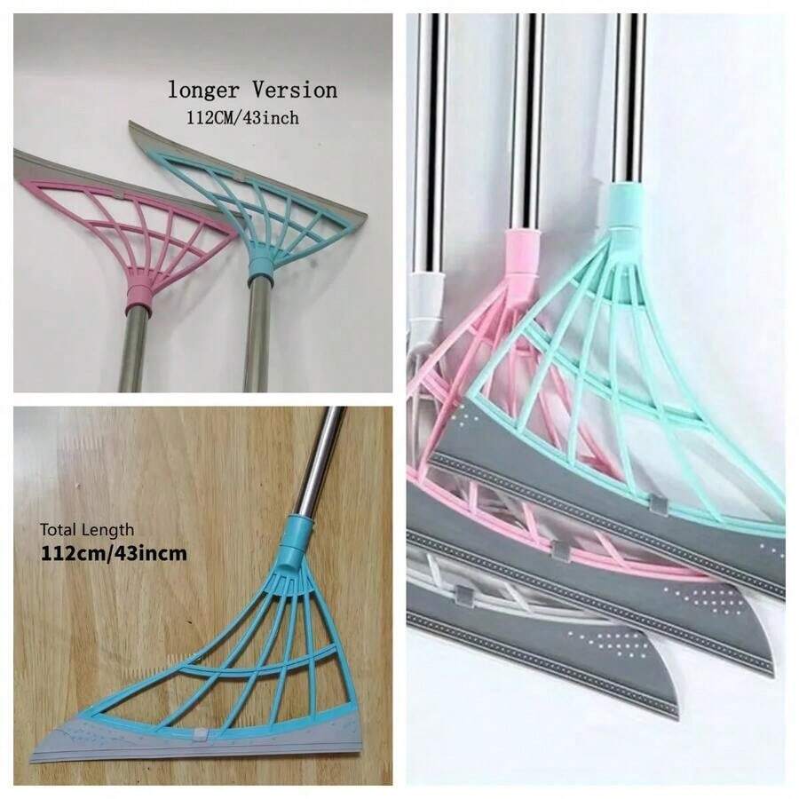 1pc Magic Broom Longer Version 112cm/43inch Rubber Strip Broom Broom Silicone Sweep Cleaning Floor Wiper Silicone Broom Domestic Toilet Lazy Broom ,A Broom Beloved By Young People, Middle-Aged Women, And The Elderly