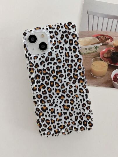 Leopard Print Colorful Braided Wave Edge Transparent Minimalist Anti-Drop Phone Case Compatible With IPhone 17/17 Pro/17 Pro Max/16/15 XR/7/8/16 Pro Max/13/ 15 Pro Max/12 Pro Max/13 Pro Max/14 Pro Max 13 14 11 12 P14 Women P11 Soft Shell P12 Anti-Drop XS.XR/78P.78GES2 Phone Protective Cover