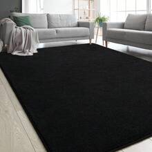 Alfombra Rectangular de Espuma Viscoelástica 4x6 Pies, Negra Sólida Suave, Ideal para Sala de Estar y Dormitorio - Gris Oscuro - Ver 6