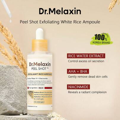 Dr.Melaxin PEEL SHOT 80ml Rice Exfoliating Ampoule, Gentle Exfoliating Ampoule, Hydrating Essence Texture, Lightweight And Easily Absorbed, Gently Exfoliates, Brightens Complexion, Improves Rough Skin Texture, Korean Cosmetics