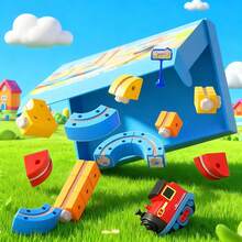 3D木制积木火车轨道套装，含火车和交通标志，STEM玩具，神奇轨道立方体积木，电动高速轨道火车，适合3-8岁儿童，生日派对礼物，66件USB充电电动火车玩具 - 彩色 - 查看 6