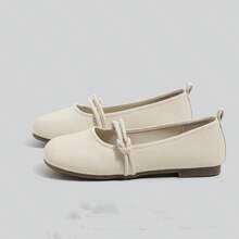 2025 Primavera Nuevos Zapatos de Brisa Nocturna Suaves para Combinar con Vestidos, Zapatos Planos de Boca Poco Profunda, Versátiles, Mary Jane, Zapatos Sencillos, Mocasines - Albaricoque - Ver 8