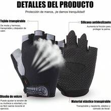 Guantes Deportivos Mujer y Hombre, Guantes de Fitness y Ciclismo, Alfombrilla Antideslizante de Silicona para Medio Dedo, Guantes de Gimnasia para Hombres y Mujeres - G + Negro ordinario - Ver 4