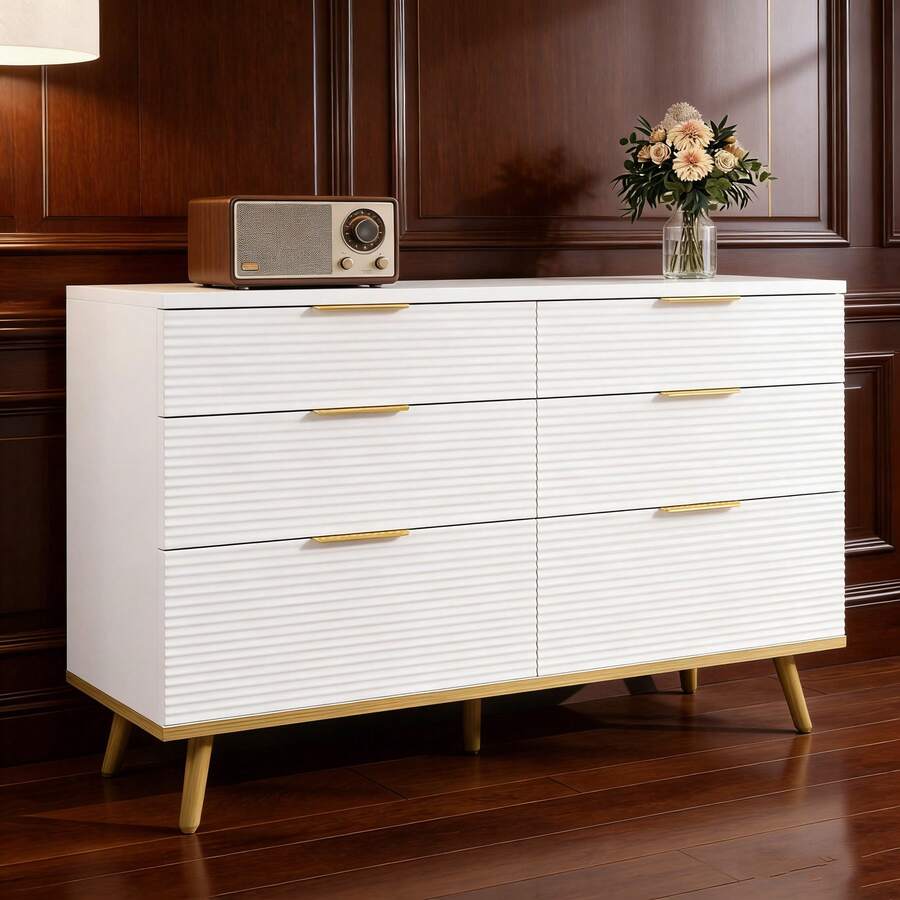 Dressers & Chests Of Drawers - White + Particle Board-1 - View 1
