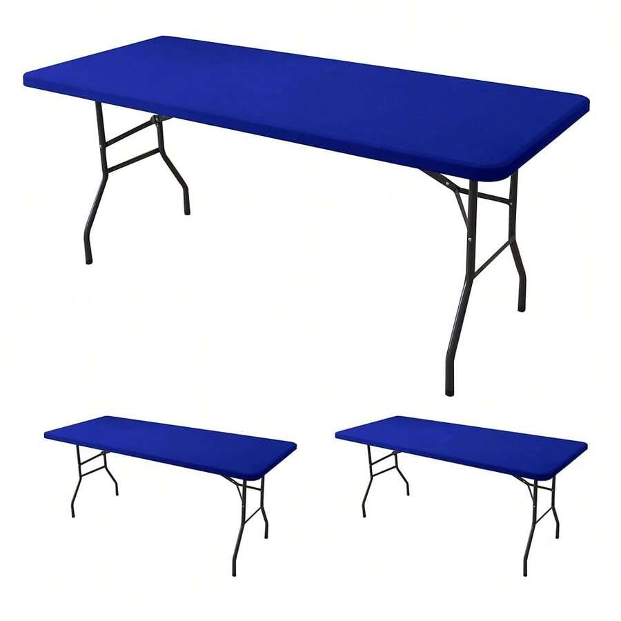 Spandex Table Cover For 6 Foot Rectangle Tables-2 Pack Royal Blue Outdoor Picnic Elastic Table Cover-Spandex Stretch Folding Table Cloths For Camping Dining Room Patio Kitchen Banquet Party,30''x72''|2Pack,RoyalBlue - 皇家藍 - 查看 1