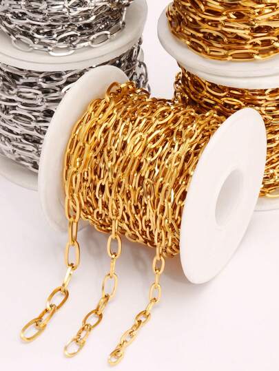 100cm Stainless Steel No Fade Link Chain Findings Oval Curb Cuban Chains For Necklace Bracelet Jewelry Making DIY Accessories