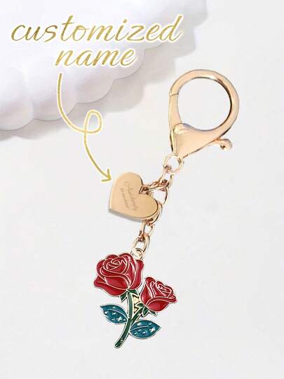 バレンタインデー用メタルハートローズペンダント - 名入れカスタマイズ可能。あなただけのユニークな装飾ペンダントを作成できます。オイルをしみこませたアロイローズのバッグチャーム、ギフトの装飾、車のペンダント、バックパックのアクセサリー、またはカップルの装飾は、バレンタインデーのギフト、誕生日プレゼント、結婚式の引き出物、または奥様、パートナー、ご家族、配偶者への記念日ギフトに最適です。