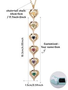 1pc Customized Personalized Multi-Name Engraved Minimalist Elongated Heart Pendant Necklace, Unique Accessory Combination, Gifts For Thanksgiving, Mother's Day, Valentine's Day, Birthday, Anniversary, Friends, Graduation, Christmas, High-End Family - Gold - View 27