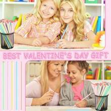 50pcs Valentine's Day Heart Pencil For KidColorful Heart Shape Wood Pencils For Valentine Goody Bag Prize Party Favor School Office Supply Classroom Reward No Eraser - 彩色 - 查看 6