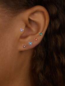 FOREVER QUEEN 一对925纯银蝴蝶耳钉，镶嵌诞生石，蝴蝶造型，精致诞生石耳环，可定制诞生石首饰，送给她的礼物 - 蝴蝶型 - 查看 8