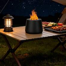1pc Portable Tabletop Fireplace, Compact Round Design, Suitable For Outdoor Picnic, BBQ, Camping, Home Decor Fireplace, Smokeless Heating Fire Pit, Structure - Black - View 5