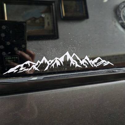 1 Pc Mountain Ridge Car Decal, Vinyl Die-Cut Mount Range Car Bumper Window Sticker, Outdoor Off Road Style Decorations For Car Truck Bicycle Motorcycle