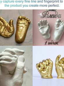 DOWMOO 200g/50g Couples Hand Mold DIY Hand Modeling Kit, Valentine's Day Couples Hand Mold Powder/Homemade Holiday Gift, Foot & Hand Print Plaster Craft, Best Gift For Boyfriend/Girlfriend, Random New Or Old Style Shipped - Multicolor 1 - View 8