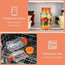 Mason Jar Salad Container - Orange Side-Open Salad Maker And Storage Tool, Convenient Lunch Container With Dressing Cup, Microwave, Dishwasher & Fridge , Ideal For Lunch, Dinner, Office & Travel Salad Bottle - Multicolor - View 11