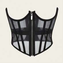 1 chiếc đai nịt eo lưới dành cho nữ, áo corset có gọng, áo định hình eo giúp thon gọn vòng eo, thích hợp cho tiệc tùng và mặc hàng ngày. - màu đen - Xem 4