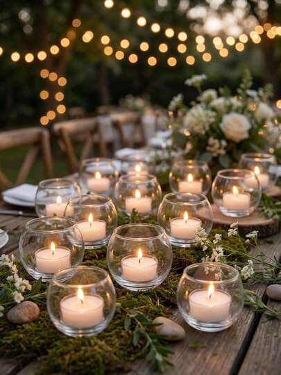 透明玻璃茶蜡烛台碗，防风烛台，散装出售，适用于小蜡烛/漂浮蜡烛，圆形底座花瓶，适用于圣诞节装饰、家居装饰、派对、理想礼物、房间装饰、浪漫婚礼、烛光晚餐