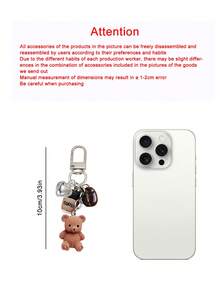 1pc Coffee Teddy Bear Keychain Pendant, Cute And Unique Bag Accessory! This Pendant Includes A Knitted Teddy Bear, A Mini Coffee Cup, A Coffee Bean, And A Shiny Heart-Shaped Charm, Made Of Mini Resin Material. - Multicolor - View 10